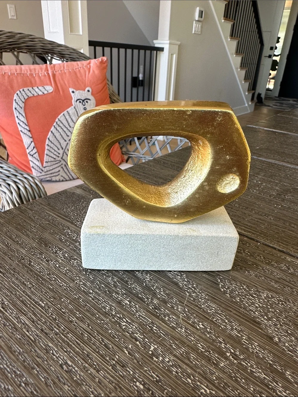 West Elm Mini Gold oval stature on marble 4x4 collectible